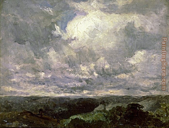 landscape, cloudy sky painting - Edward Mitchell Bannister landscape, cloudy sky art painting